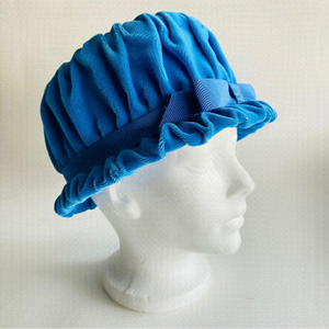 Vintage blue velvet bucket hat with bow